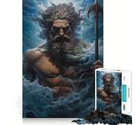Poseidon Greek Mythology Jigsaw Puzzles 1000 Pieces for Adults Logic Sense Toy Leisure Time Smooth Edge Seasonal Gift (38x52cm)