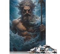 Poseidon Greek Mythology Puzzle for Adults And Teenagers 1000 Pieces Wood Puzzles for Adults& Teens Age 12 Years Up 1000pcs (75x50cm)