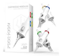 POSEIDON Professional Tattoo Cartridges Needles 50-Pack, Assorted Sizes Round Liner Shader Magnum, 3RL/5RL/7RL/9RL/9RM/11RM/15RM/7M1(#10), 5RS/9RS(#12), Disposable Needles with Membrane, Universal Fit