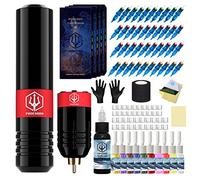 POSEIDON Rotary Tattoo Pen Kit for Beginners and Artists, Wireless Tattoo Machine Kit with Power Supply and 40 Pcs Tattoo Cartridge Needles(TK023)