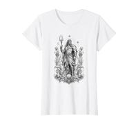 Poseidon Sea God Ocean Waves Greek Mythology Artwork Value Graphic T-Shirt, Women, White, S