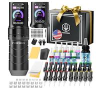 Poseidon Tattoo Gun Kit, 7 Line Length, Tattoo Machine Kit with 2 x 2300mAh Battery, 20 x Tattoo Cartridge Needles, 11 x Inks, Complete Tattoo Pen Set for Beginners and Artists