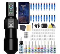 POSEIDON Tattoo Gun Kit - Pen with 20Pcs Needles Cartridge and Wireless Power, Pen Kit with Digital LED Display, Tattoo Machine Tattoo Supplies for Artist