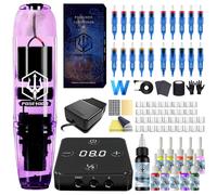 POSEIDON Tattoo Gun Kit, Rotary Tattoo Pen Kit with 20 PCS Cartridge Needles, Professional Tattoo Machine Kit with Power Supply, 11 Color Inks with