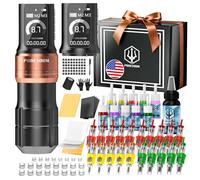Poseidon Tattoo Gun Kit Wireless Machine Kit 7 Strokes Length with 2 Batteries Power Supply Tattoo Ink 20 Pieces Tattoo Needles Cartridges for Beginners