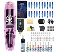 POSEIDON Tattoo Gun Kit, Wireless Tattoo Pen Kit with Long-Lasting Battery & Complete Starter Supplies | Professional Cordless Tattoo Machine for Beginners | Includes 20 Needles, Inks, Practice Skin