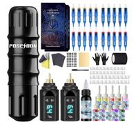 POSEIDON Tattoo Pen Kit Wiress Tattoo Gun Kit with 2 Batteries 1500mAh Tattoo Kit with 20pcs Tattoo Cartridge Needle Tattoo Machine Kit with 11pcs Tattoo Ink for Beginners