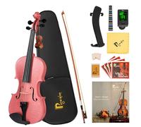 Poseidon Violin for Beginner, Pink Violin Set with Acoustic Violin Fiddle for Students Violin Starter Kit/Hard Case, Bow, Rosin, Horse Bridge, Extra Strings, Shoulder Rest, Tuner, Instruction Manual