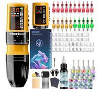 POSEIDON Wireless Tattoo Machine Kit with 7 Hub Settings, Two 1800 mAh Batteries, Normal/Dotting Mode & LED Display - Professional Wireless Tattoo Device for Beginners (HM158)