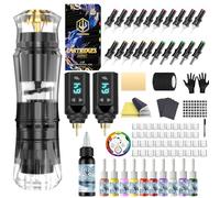 POSEIDON Wireless Tattoo Pen Kit with 20 Pcs Tattoo Cartridge Needles, 11 Pcs Ink & 2 Batteries - Professional Portable Tattoo Machine Gun, Complete Starter Supplies & Equipment for Beginners
