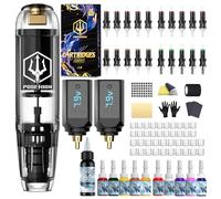 POSEIDON Wireless Tattoo Pen Set with 2 Long Lasting Batteries & Complete Starter Accessories | Professional Wireless Tattoo Machine for Beginners | Includes 20 Needles, Colours, Practice Skin