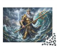 Poseidon's Wrath 500 Piece Wooden Jigsaw Puzzle,Impossible Challenge,Stress Relief,Home Wall Decor Greek Mythology,Great Gifts,Wood,Adults & Kids 14+,Educational Toy (52x38cm)