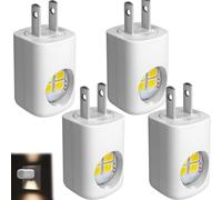 Posequiver LED Wall Socket Night Light, 5000K Mini Daylight Ambient Lighting - Dusk to Dawn Auto On/Off, 360° Adjustable Lighting for Bedroom, Kids Room, Hallway, Stairs (White*4)