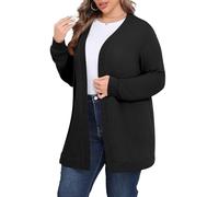 POSESHE Womens Plus Size Cardigan Sweater 2024 Fall Long Sleeve Lightweight Knit Open Front Casual Loose Cardigan, Black, XXL Plus