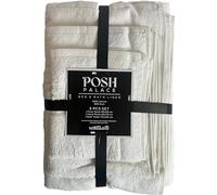Posh Palace Towels, Hand and Face Towel Set. Matching Hair Turban Wrap, Bath Sheet (3 Piece Towel Bundle) (White)