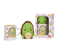 Posh Paws Swizzels Love Hearts Alan The Avocado 'Let's AVO Cuddle' 11OZ Mug & Plush Gift Set, White, 37744