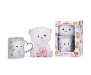 Posh Paws Swizzels Love Hearts Bronte 'I Love You' Bear 11OZ Mug & Plush Gift Se