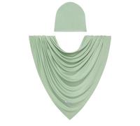 Posh Peanut Unisex Baby Swaddle Blanket - Large Premium Knit Viscose from Bamboo - Infant Swaddle Wrap, Receiving Blanket and Beanie Set, Baby Shower Newborn Gift, Registry - Sage