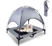 Posh Pooch Outdoor Dog Bed, Elevated Pet Cot with Removable Canopy Shade Tent, Portable, Durable Oxford Fabric, With Carry Bag - Grey (Canopy Dog Bed, Large (L:91cm/W:89cm/H:76cm))