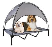 Posh Pooch Outdoor Dog Bed, Elevated Pet Cot with Removable Canopy Shade Tent, Portable, Durable Oxford Fabric, With Carry Bag - Grey (Canop