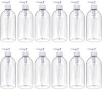 Posh Pooch Pack Of 12 Pet Empty Refillable Clear Bottles 500Ml With Lotion Tops For Soap Gel Liquid Containers For Soaps, Gels & More