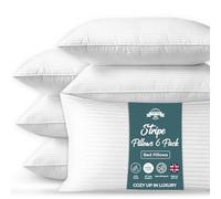 Posh Tag Stripe Pillows 6 Pack 74cm x 48cm Hotel Quality, Comfortable & Breathable Bed Pillows and Hollow Fiber Filled Anti-Allergic Back Support Hypoallergenic