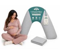 Posh Tag V Pillow, Orthopedic, Maternity Support, V Shaped, Extra Filled Hollow Fiber, Hypoallergenic (1, V Pillow with Grey Pillowcase)
