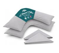 Posh Tag V Pillow, Orthopedic, Maternity Support, V Shaped, Extra Filled Hollow Fiber, Hypoallergenic (2, V Pillow with Grey Pillowcase)