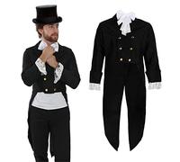 Posh Victorian Man Costume - XLarge - Black Jacket, White Frilled Cuffs and Bowtie - Historical World Book Day Fancy Dress