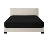 Posh Wave 1 Pack Double Black Extra Deep Fitted Sheet 40cm Deep Pocket - Ultra Soft 1800 Brushed Microfiber Sheet, Wrinkle Resistant, Breathable & Easy Care