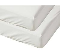 POSH WAVE 2 Pack Cot Fitted Sheets (60x120 + 12 cm deep) with Elasticated Corners, 180 TC Percale Rich Cotton Baby Bed Sheets (WHITE)