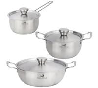POSH WAVE 3 Pcs Stainless Steel Pots and Pans Set - Stainless Steel Lids, Anti-Scalding Handles & steam Holes - Saucepan Set - Cookware Set Compatible with Induction, Gas and Electric Hobs