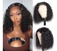 poshbash Wear And Go Glueless Pre Cut Deep Curly Human Hair Wig 12 Inch 180% Density Bob C