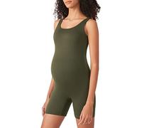 POSHDIVAH Women's Maternity Bodysuit Pregnancy Shapewear Double Lined Sleeveless Tank Top Shorts Romper Jumpsuit, Green, Small