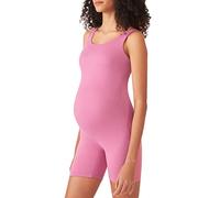 POSHDIVAH Women's Maternity Bodysuit Pregnancy Shapewear Double Lined Sleeveless Tank Top Shorts Romper Jumpsuit, Pink, Medium