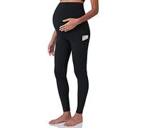 POSHDIVAH Women's Maternity Workout Leggings Over The Belly Pregnancy Yoga Pants with Pockets Soft Activewear Work Pants, Black, XL