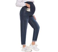 POSHGLAM Women's Maternity Jeans Over Belly Comfy Stretch Boyfriend Jeans Denim Pregnancy Pants, S-XXL, A05 Retro Blue, S
