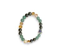 POSHIO Money Magnet Bracelet Pyrite, Citrine and Green Aventurine with Evil Eye And The WealthShield Bracelet Raw Pyrite, Tiger Eye, and Black Obsidian | Natural Crystals For Men & Women, Bead size