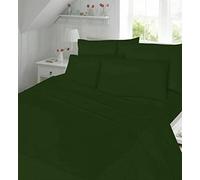 POSHLIVING Dark Emerald Green Single Flat Bed Sheets Plain Polycotton Percale Quality 180 Thread Count Super Soft Touch Top Sheet Smooth Beddings Easy Care (Single)