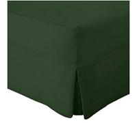 POSHLIVING Double Dark Green Valance Pleated Fitted Bed Sheet Polycotton Percale Over The Mattress Plain Bedding Linen 10" Box Extra Deep Sheet Hotel Quality (Double)