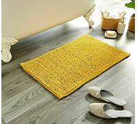 POSHLIVING Ochre Yellow Chenille Bath Mats Absorbent Quick Dry Microfibre Bobble 50 x 80 cm Single Piece Rugs for Floor, Bath Tub, Shower Non Slip (Ochre Yellow)