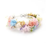 PoshMyra Easter Bunny Flower Crown Spring Flower Headpiece Pink Purple Yellow Headband Boho Hair Accessories Photo Prop