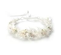 PoshMyra White Flower Girl crown Bridal Baby's Breath Headpiece Floral Hair Wreath Wedding Hair Accessories Headband