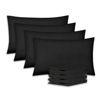 Poshwave Black 4 Pack Microfibre Pillowcases - Ultra Soft 90GSM Brushed Fabric, Wrinkle-Free & Fade-Resistant - Breathable, Easy Care Standard Size Pillow Covers