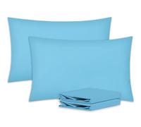 Poshwave Sky Blue 2 Pack Microfibre Pillowcases - Ultra Soft 90GSM Brushed Fabric, Wrinkle-Free & Fade-Resistant - Breathable, Easy Care Standard Size Pillow Covers