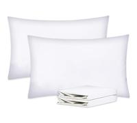 Poshwave White 2 Pack Microfibre Pillowcases - Ultra Soft 90GSM Brushed Fabric, Wrinkle-Free & Fade-Resistant - Breathable, Easy Care Standard Size Pillow Covers