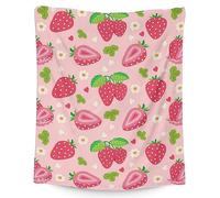 PoshWrap Strawberry Throw Blanket - 40x50 Inches Crib Size Blanket for Baby, Kids - Soft Fluffy Blankets for Bed, Couch, Sofa - Pink Aesthetic Fuzzy Throws Gift