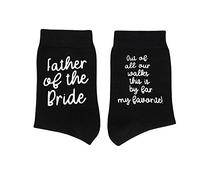 Poshzone Father Of The Bride Socks - Men's Wedding Socks - Personalized Gift For Dad - Black - Size L - Cotton - Crew Length - 1 Pair