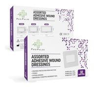 Posi Pulse Assorted Adhesive Wound Dressings - 32 Packs for Protection from Infection, Sterile Individually Wrapped, Hypoallergenic, Breathable, Absorbent for Cuts, Grazes, Ulcers, Sores