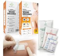 Posi Pulse Assorted Sterile Transparent Island Dressings 32 Pack - Waterproof Hypoallergenic Adhesive Wound Plasters, Absorbent Pad, Individually Wrapped, 4 Sizes 50x72mm, 60x80mm, 80x100mm, 80x150
